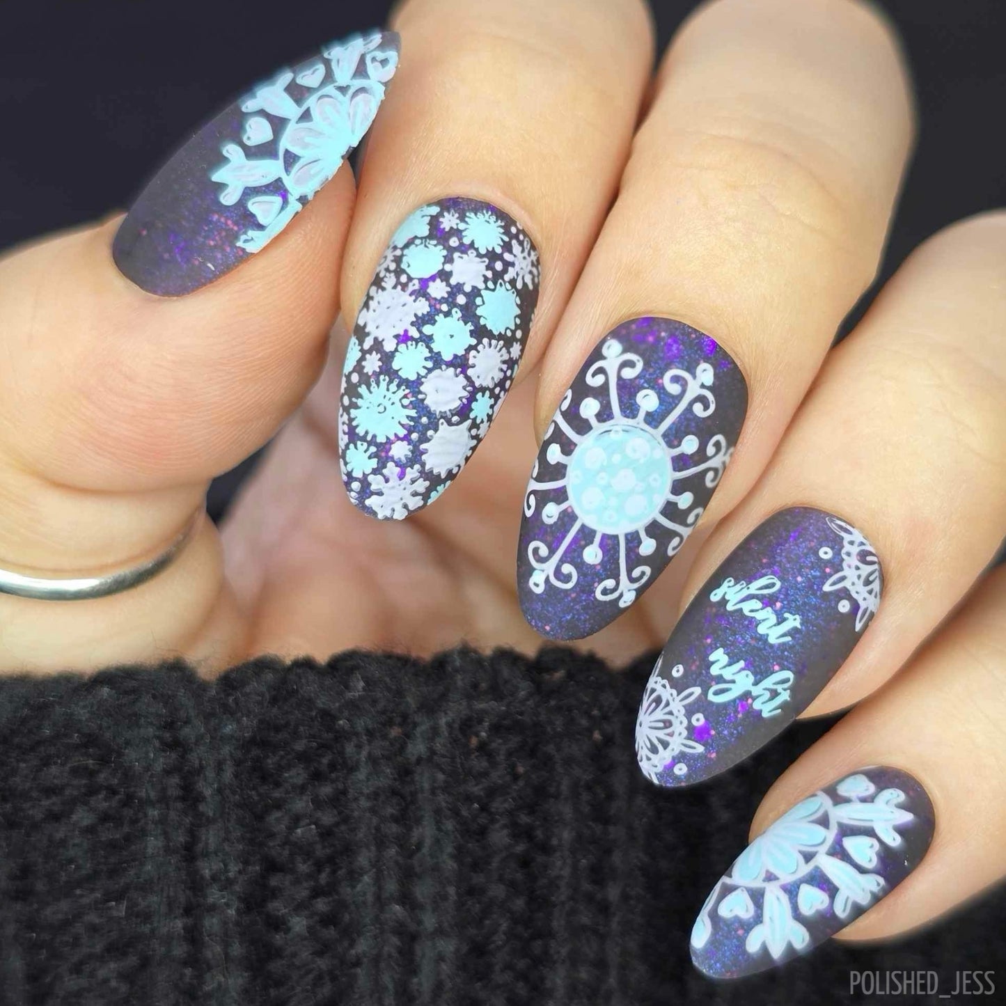 Silent Night (CjSC-56) Etched Nail Art Stamping Plate