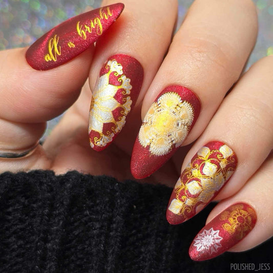 All Is Bright (CjSC-59) Etched Nail Art Stamping Plate