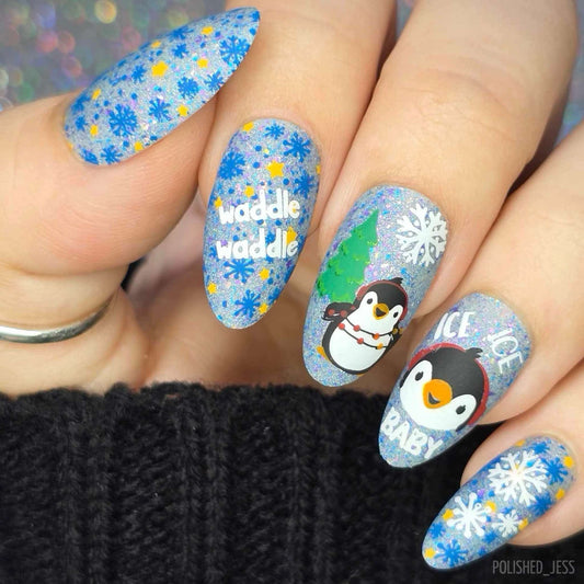 Playful Penguins (CjSC-61) Etched Nail Art Stamping Plate