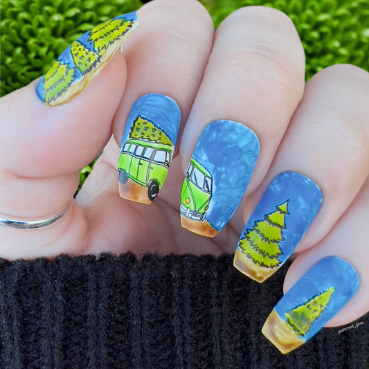 Hippie Holiday (CjSC-79) Etched Nail Art Stamping Plate