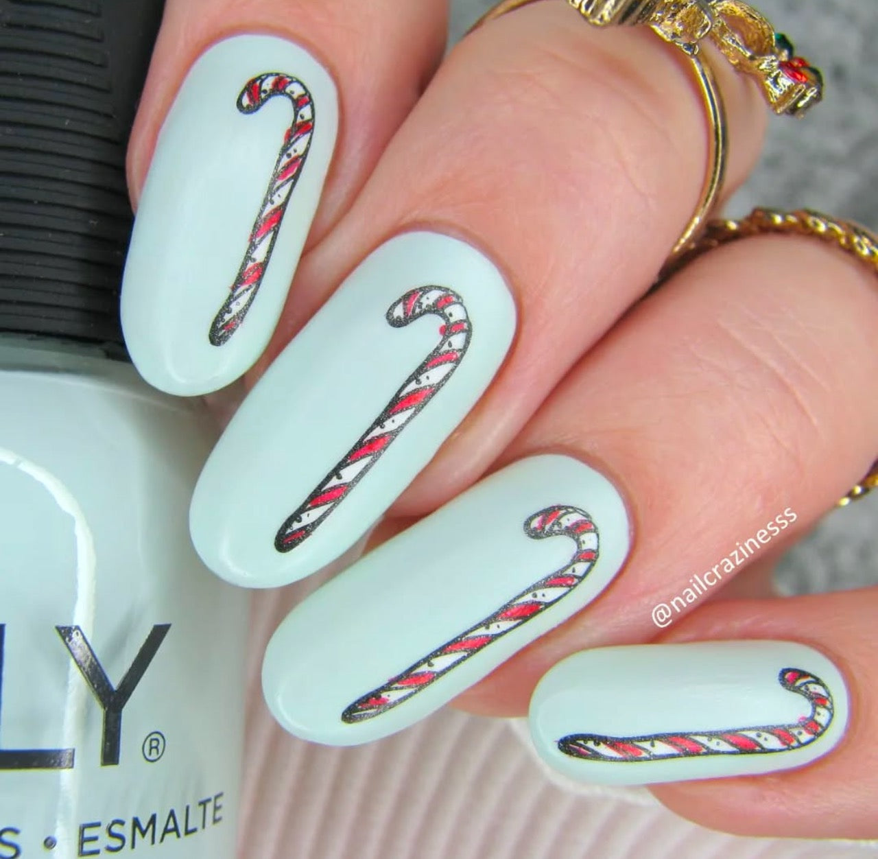 Candy Cane Lane (CjSC-82) Etched Nail Art Stamping Plate