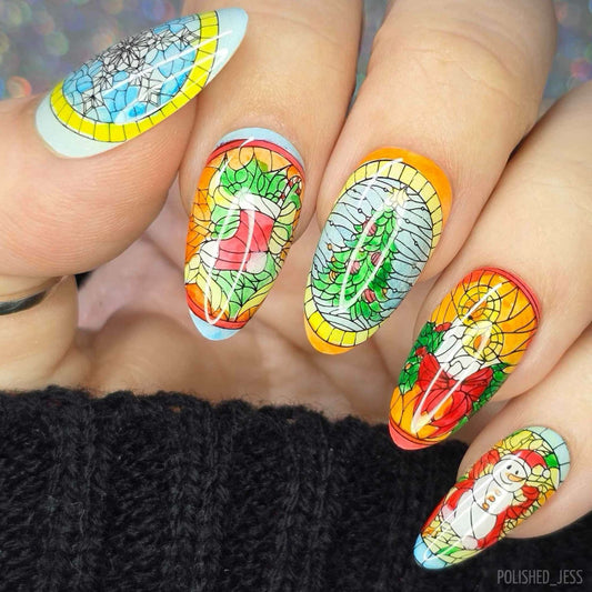 Holiday Glass (CjSC-91) Etched Nail Art Stamping Plate