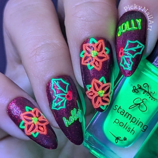 Neon Christmas (CjSC-92) Etched Nail Stamping Plate