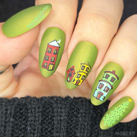Retro Festive Fun (CjSC-93) Etched Nail Art Stamping Plate