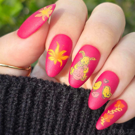 Bitty Bunnies n Blooms (CjSH-10) Etched Nail Art Stamping Plate