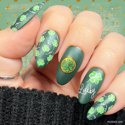 Luck (CjSH-104) Etched Nail Art Stamping Plate