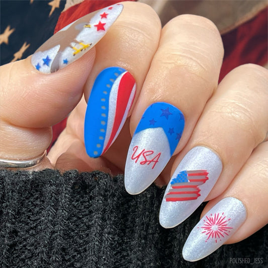 USA Strong (CjSH-114) Etched Nail Art Stamping Plate