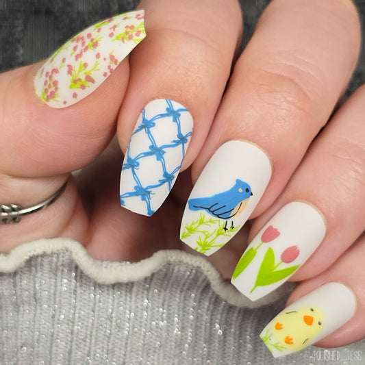 Easter Meadow (CjSH-134) Etched Nail Art Stamping Plate