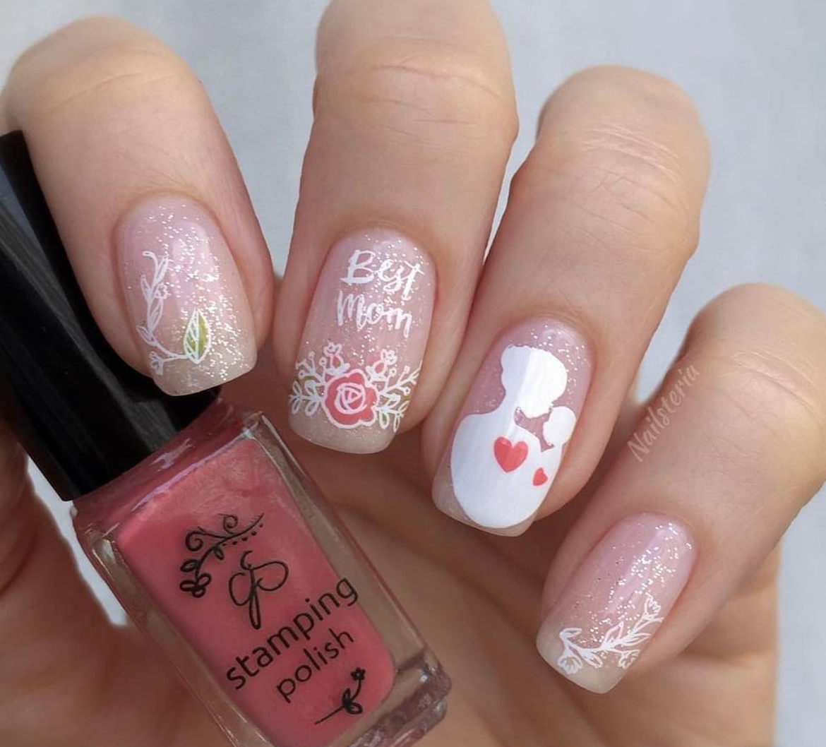 I LoVe my MoM! (CjSH-19) Etched Nail Art Stamping Plate