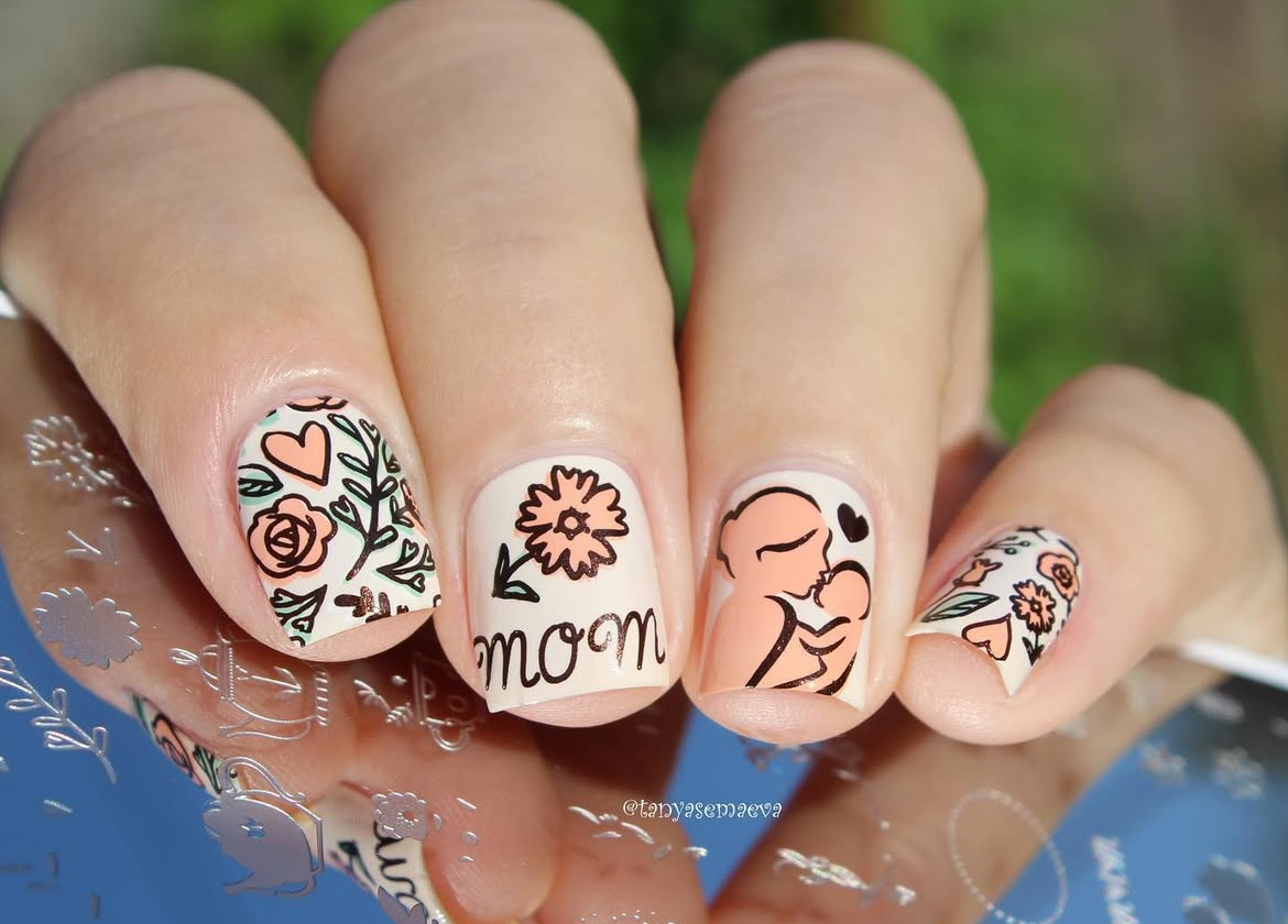I LoVe my MoM! (CjSH-19) Etched Nail Art Stamping Plate