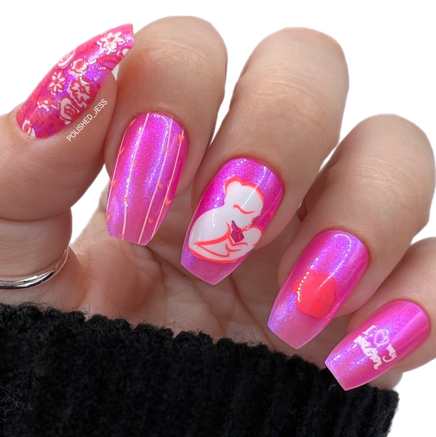 I LoVe my MoM! (CjSH-19) Etched Nail Art Stamping Plate