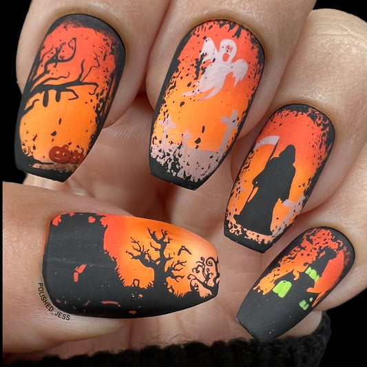 Creepy Hollow (CjSH-37) Etched Nail Art Stamping Plate