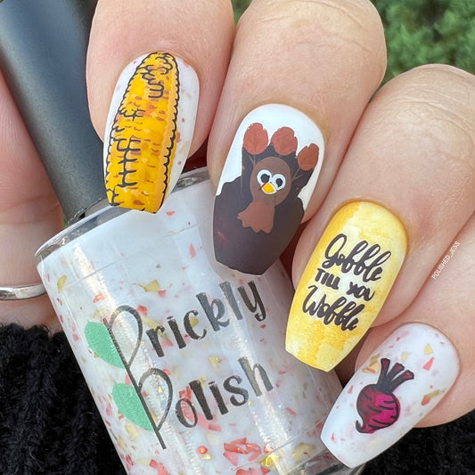 Gobble Till You Wobble (CjS-H-68) Etched Nail Art Stamping Plate