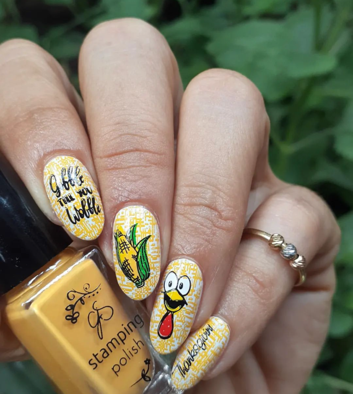 Gobble Till You Wobble (CjS-H-68) Etched Nail Art Stamping Plate