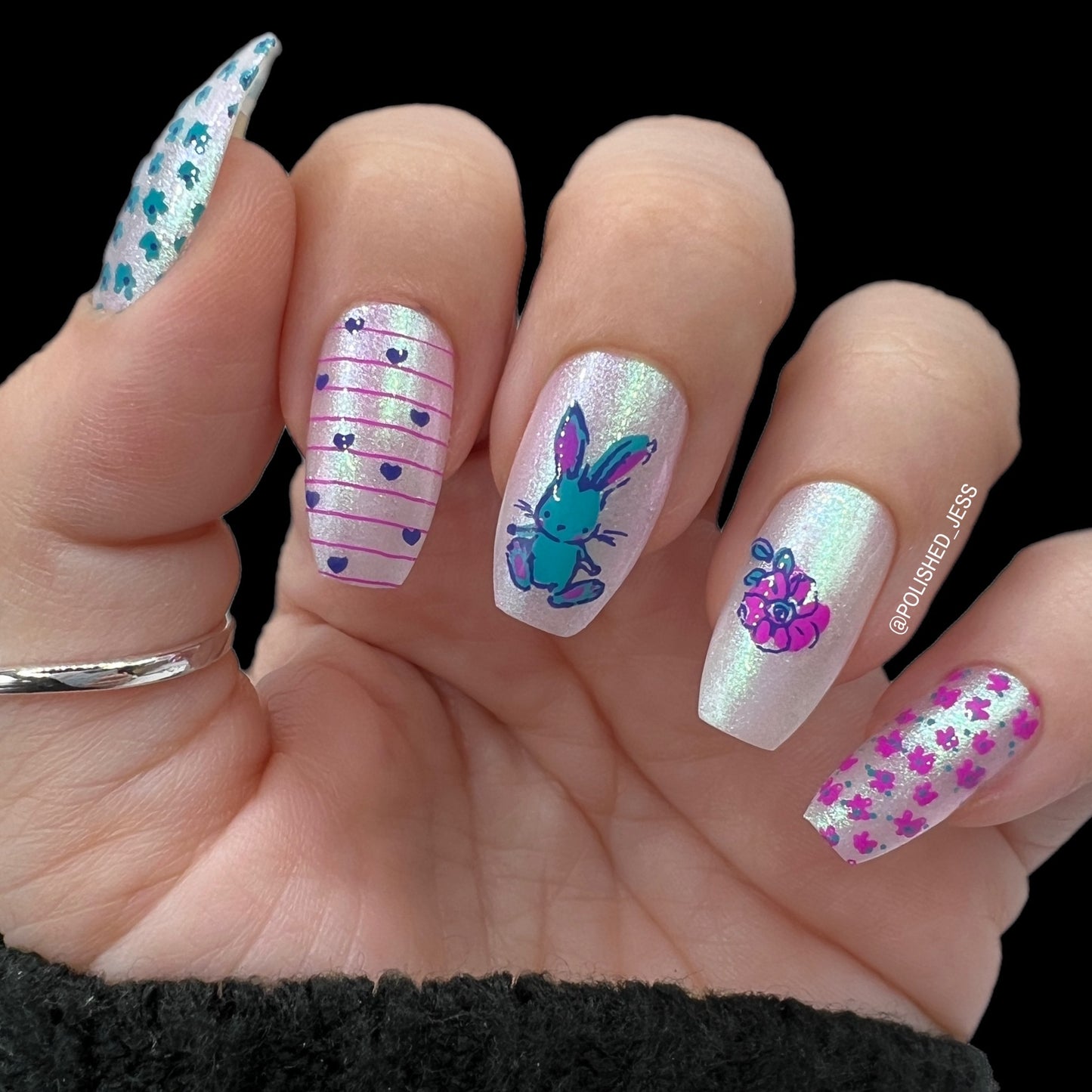 Silly Bunny (CjSH-87) Etched Nail Art Stamping Plate