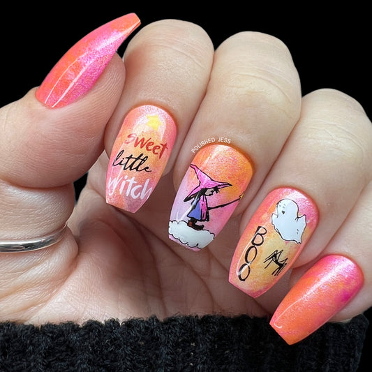 Sweet Little Witch (CjSH-90) Etched Nail Art Stamping Plate