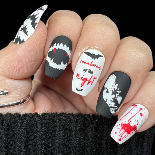 Creatures of the Night (CjSH-97) Etched Nail Art Stamping Plate