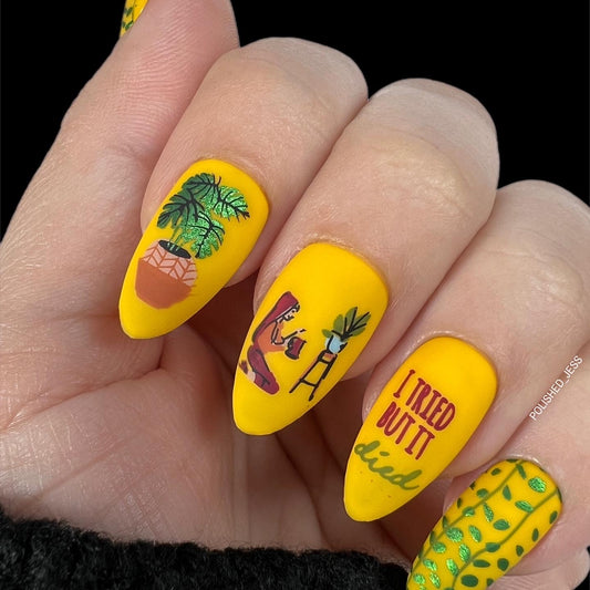 Crazy Plant Lady (CjSLC-07) Etched Nail Art Stamping Plate