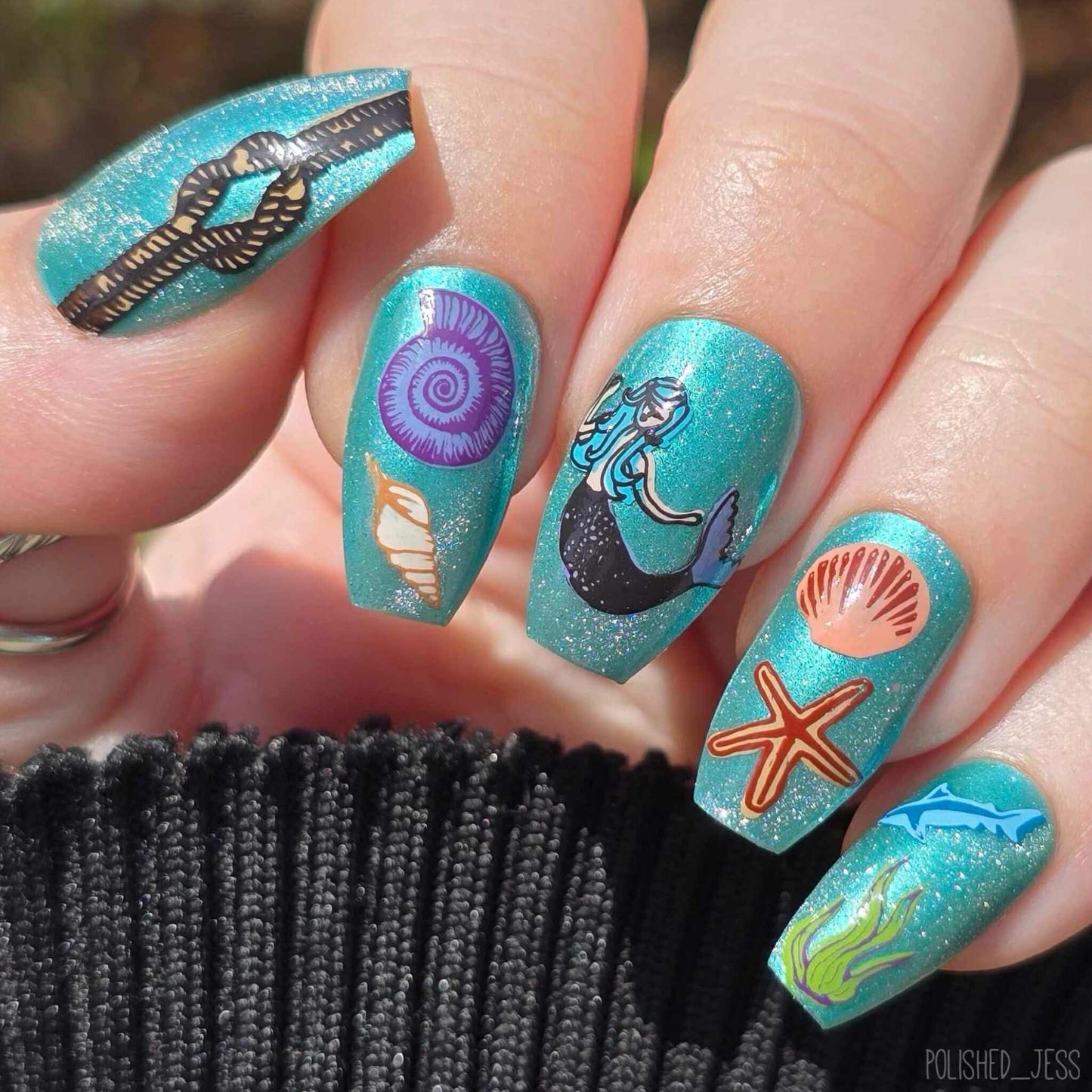 Treasures of the Sea (CjSLC-11) Etched Nail Art Stamping Plate