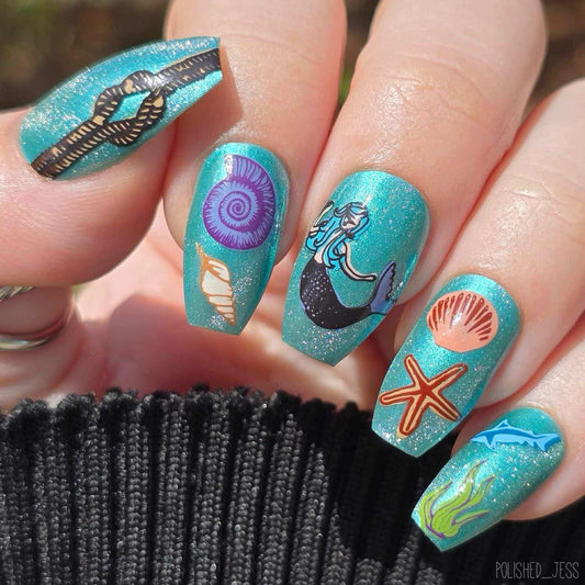 Treasures of the Sea (CjSLC-11) Etched Nail Art Stamping Plate