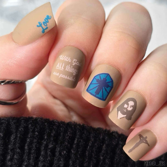 Christian Plate 1 - Hooked on Jesus!  (CjSLC-14) Etched Nail Art Stamping Plate