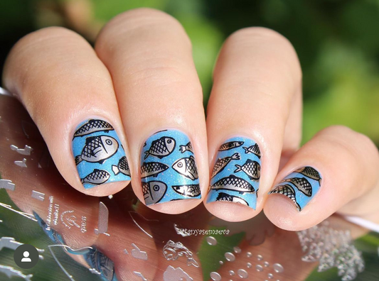 Catch of the Day (CjS-LC-54) Etched Nail Art Stamping Plate