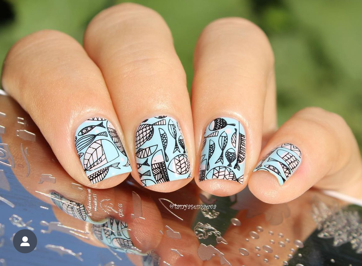 Catch of the Day (CjS-LC-54) Etched Nail Art Stamping Plate