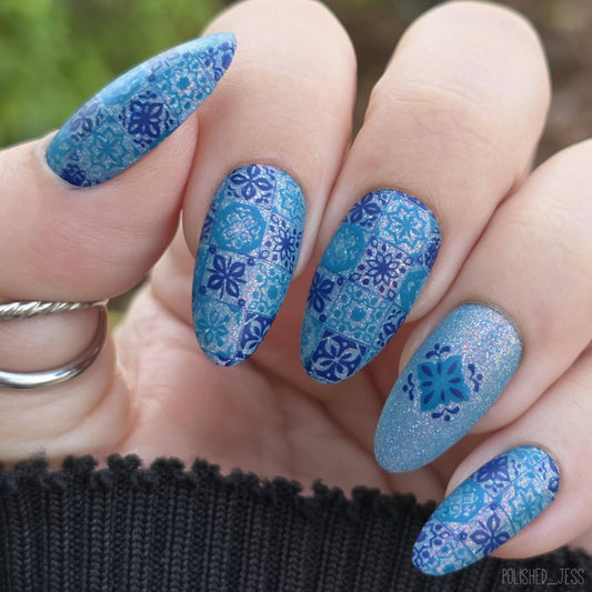 Mayolica (CjSLC-63) Etched Nail Art Stamping Plate