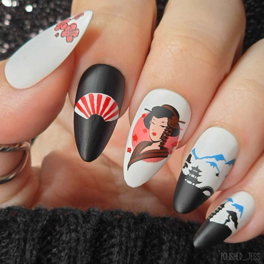 Geisha (CjSLC-68) Etched Nail Art Stamping Plate