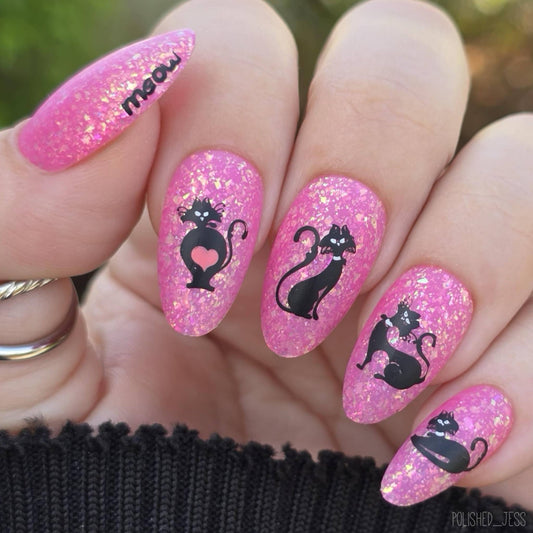 Purrr-fect! (CjSLC-75) Etched Nail Art Stamping Plate