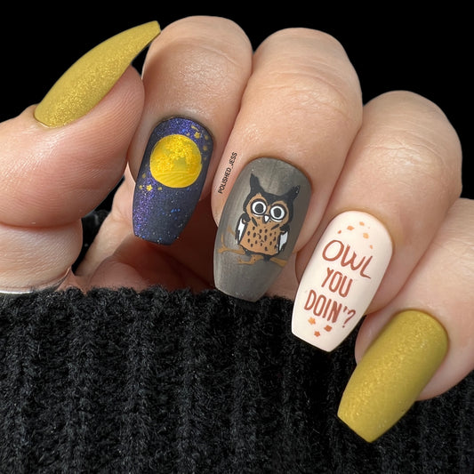 Owl is Good (CjSLC-96) Etched Nail Art Stamping Plate