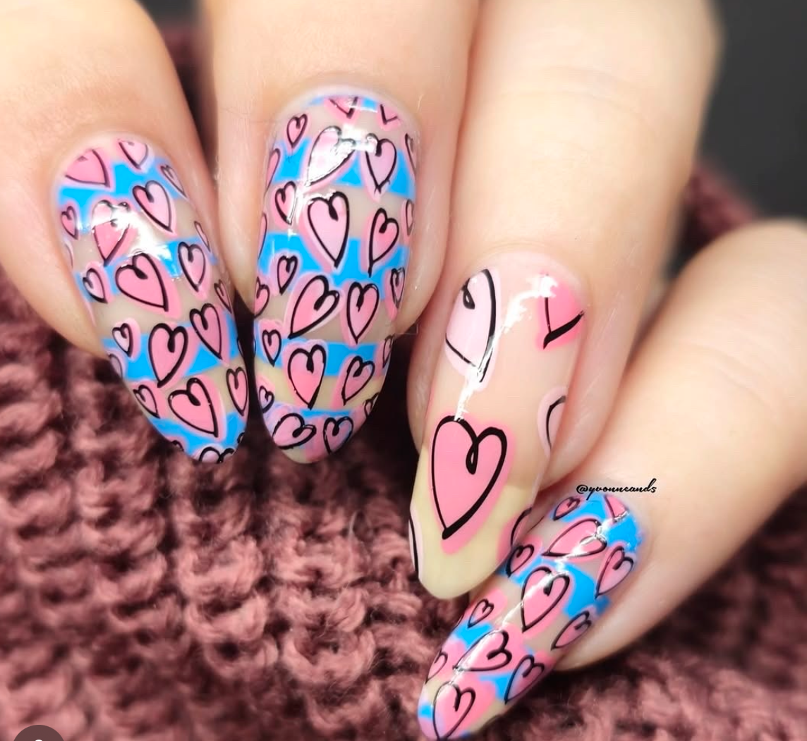 Endless Hearts (CjSLE-12) Etched Nail Art Stamping Plate