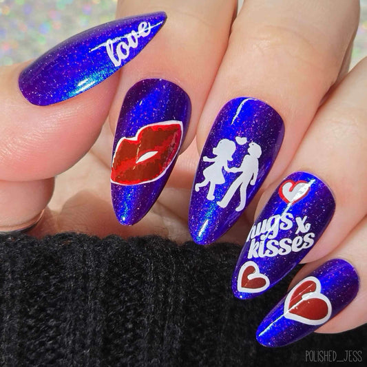 Luscious Lips and Love (CjSV-01) Etched Nail Art Stamping Plate