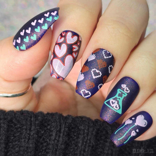 stunning-manicure-with-nail-art-designs-of-hearts-and-a-love-potion