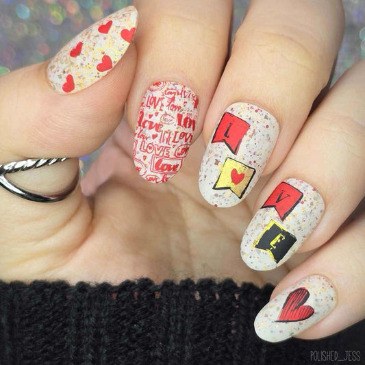 striking-manicure-with-nail-art-designs-of-hearts-and-words-love