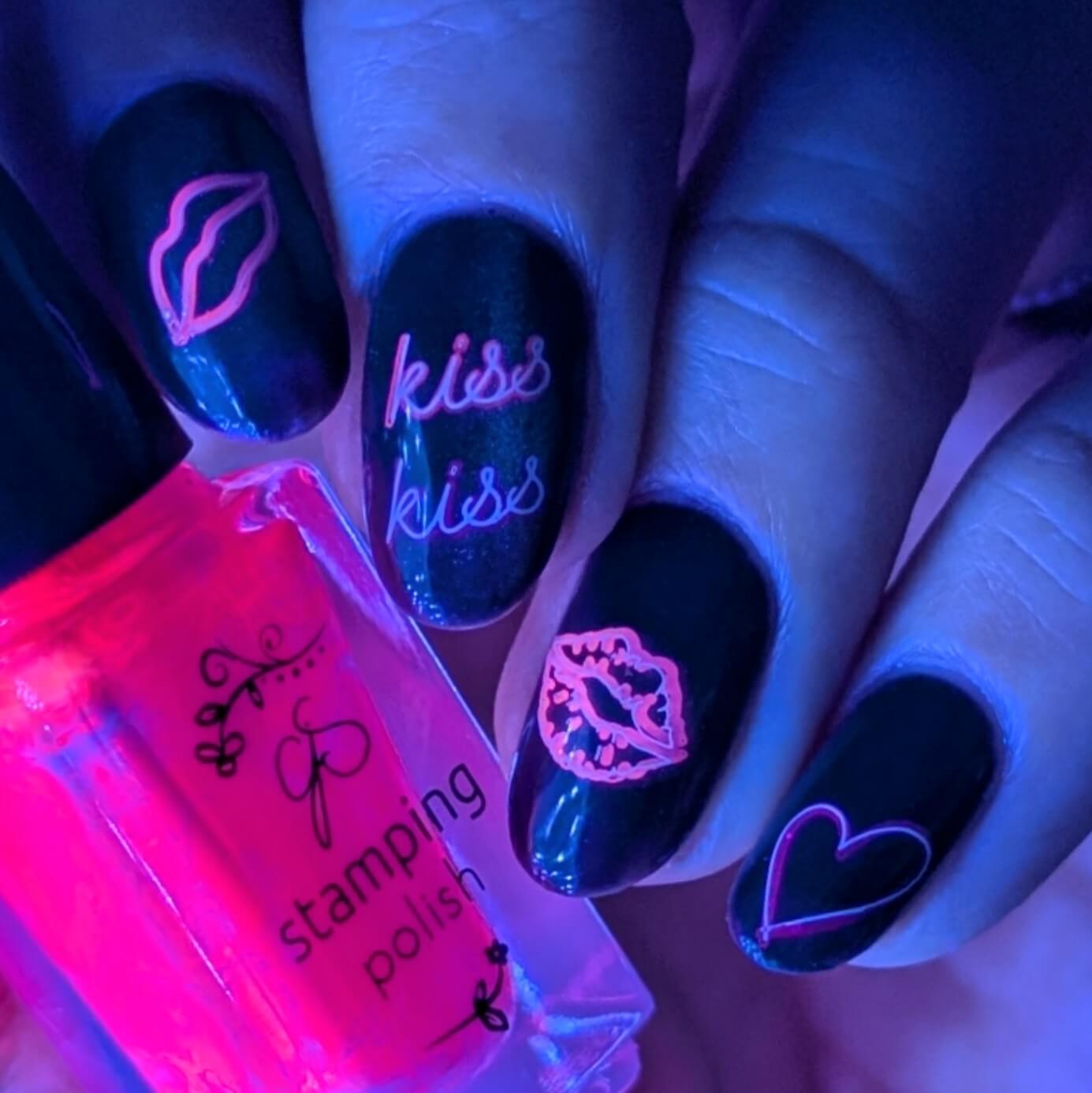 Neon Love (CjSV-56) Etched Nail Art Stamping Plate