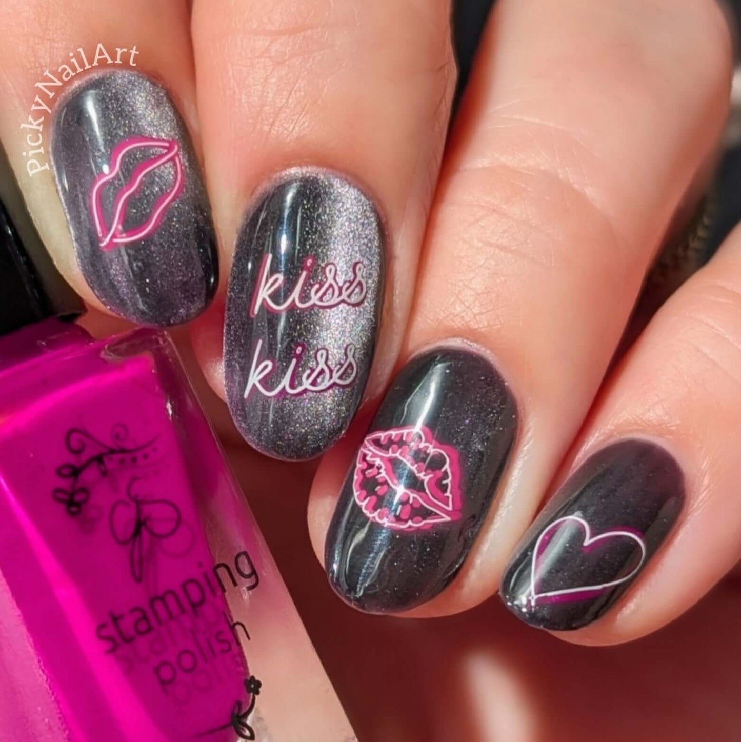 Neon Love (CjSV-56) Etched Nail Art Stamping Plate