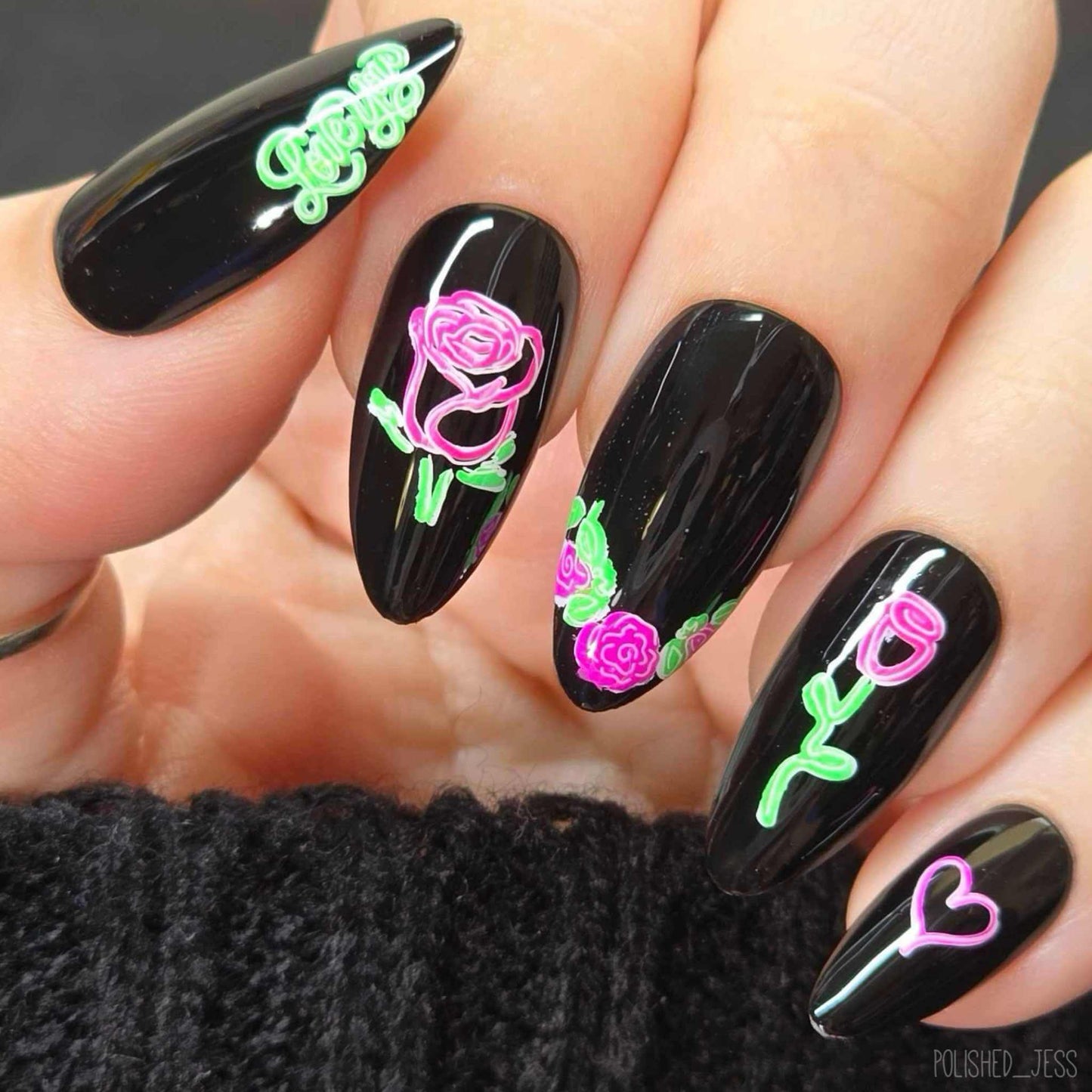 Neon Love (CjSV-56) Etched Nail Art Stamping Plate