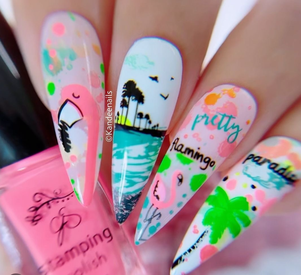 (CjS-XL-FIVE) Etched Nail Art Stamping Plate