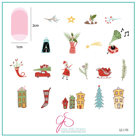 Retro Festive Fun (CjSC-93) Etched Nail Art Stamping Plate