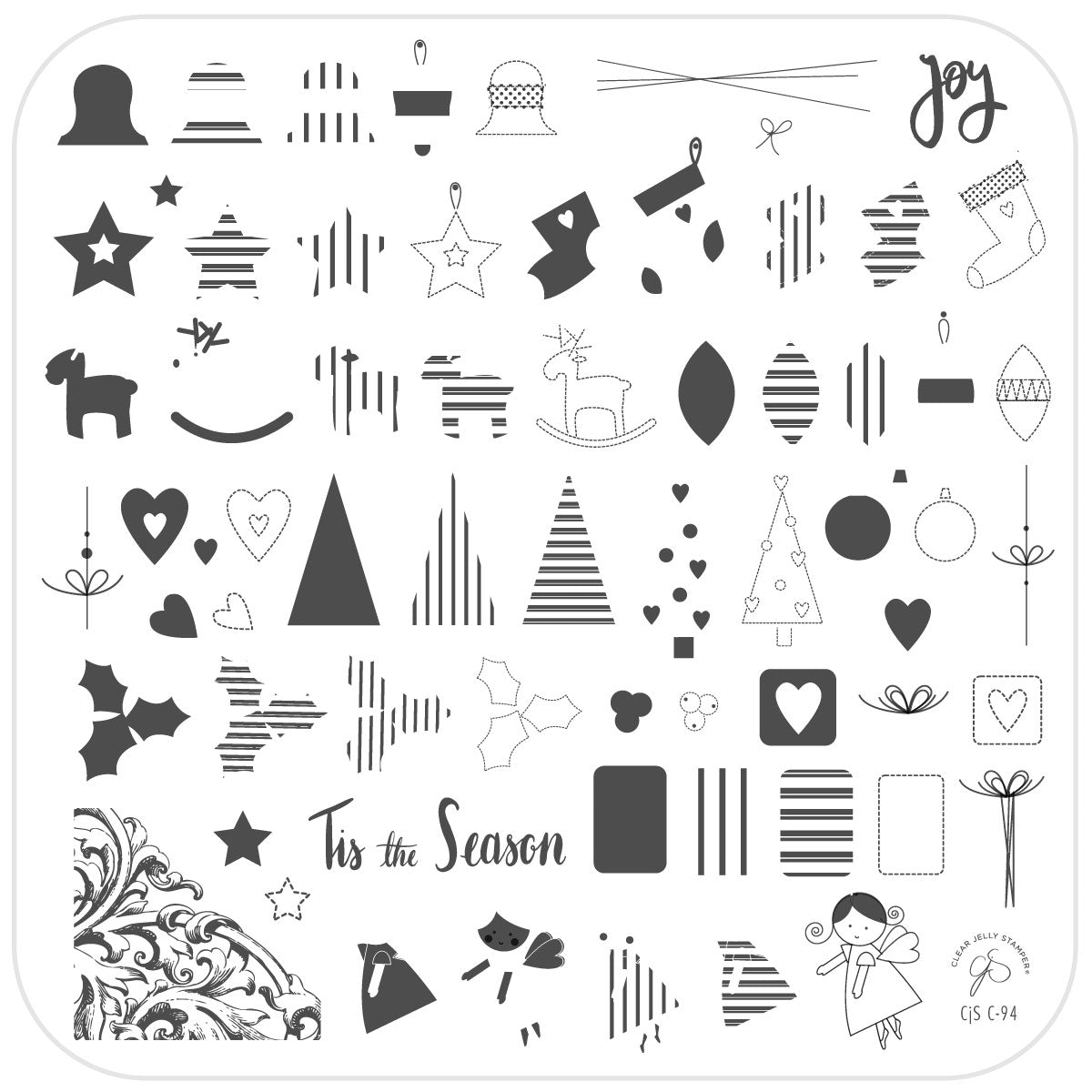 Tis the Season (CjSC-94) Etched Nail Art Stamping Plate