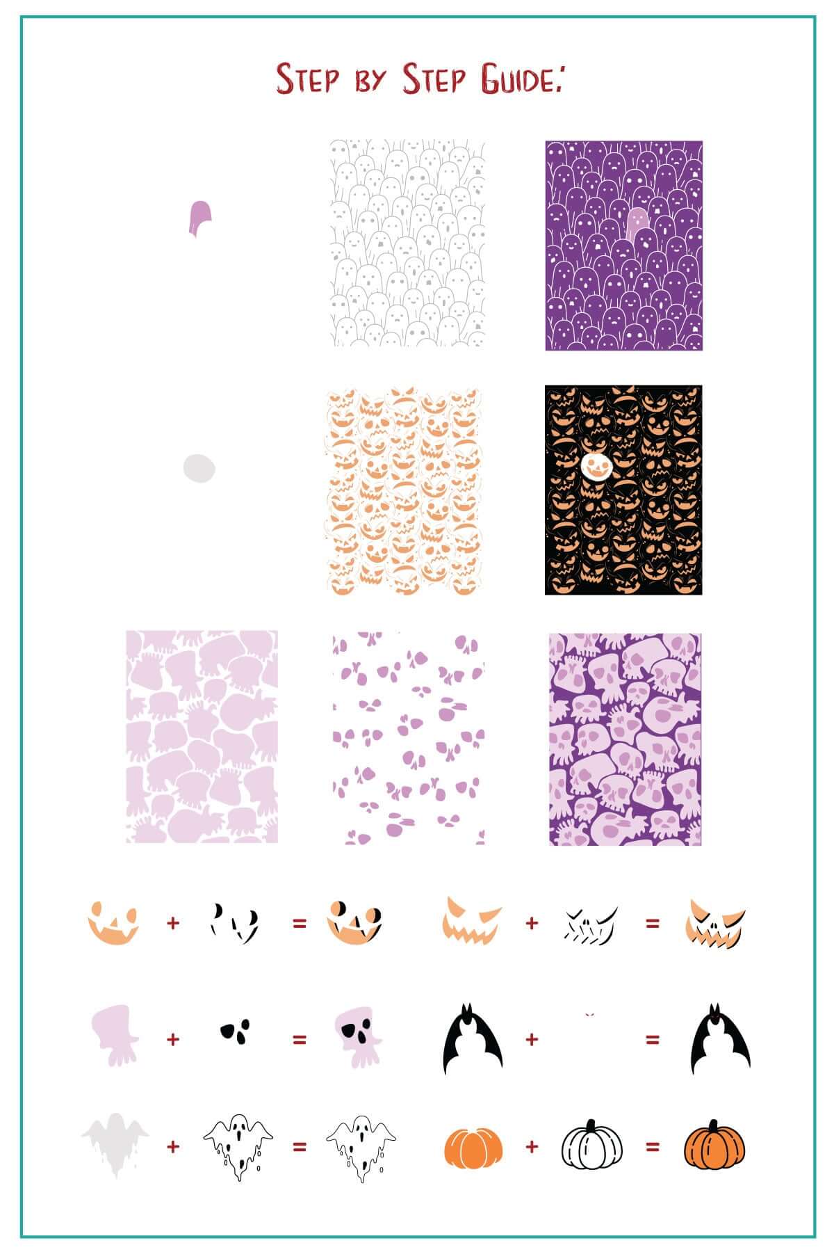 layered-nail-art-stamping-plate-how-to-card-with-colorful-designs-of-ghosts-bats-pumpkins-and-blood-hand-prints