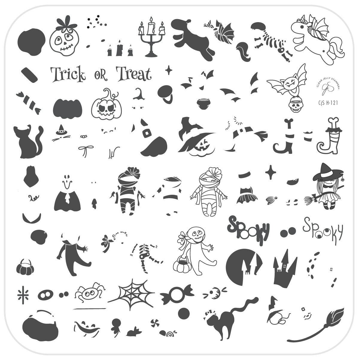 Ghoulish Giggles (CjSH-121) Etched Nail Art Stamping Plate