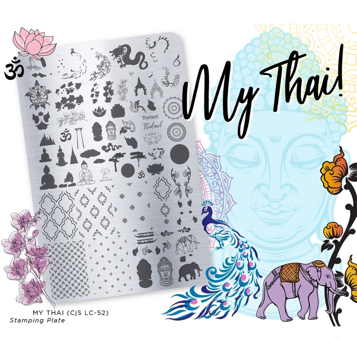 My Thai (CjS LC-52 ) Etched Nail Art Stamping Plate