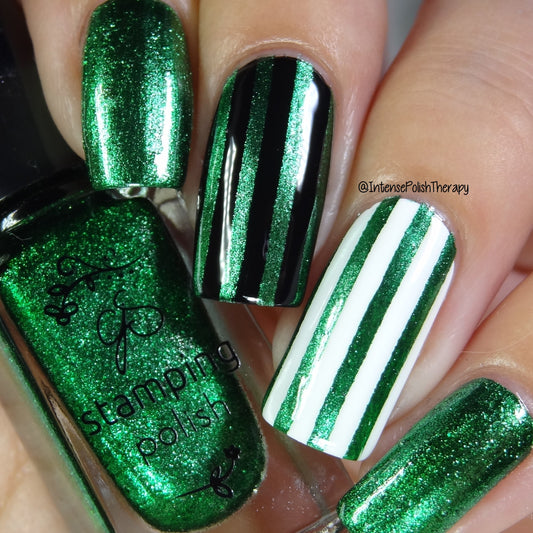 #61 - Glitzy Evergreen - Nail Stamping Color (5 Free Formula) Polish Clear Jelly Stamper