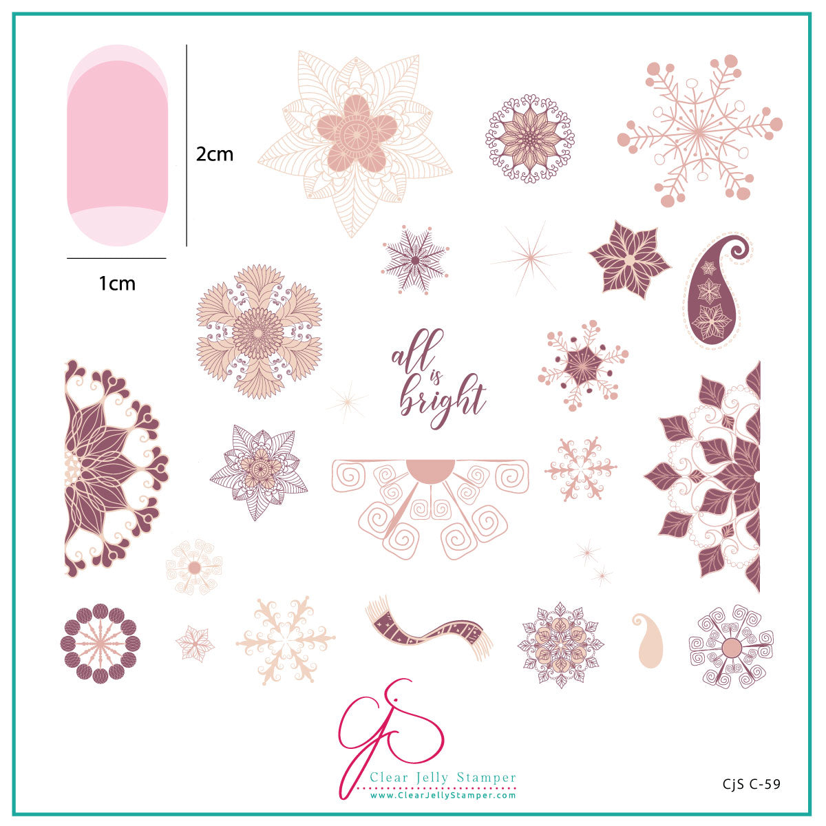 All Is Bright (CjSC-59) Etched Nail Art Stamping Plate