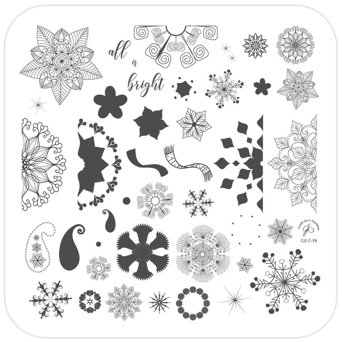 All Is Bright (CjSC-59) Etched Nail Art Stamping Plate