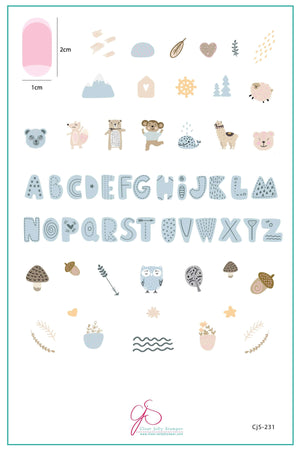 Alphabet - Bubble Letter Forest (CjS-231) Steel Nail Art Layered Stamping Plate