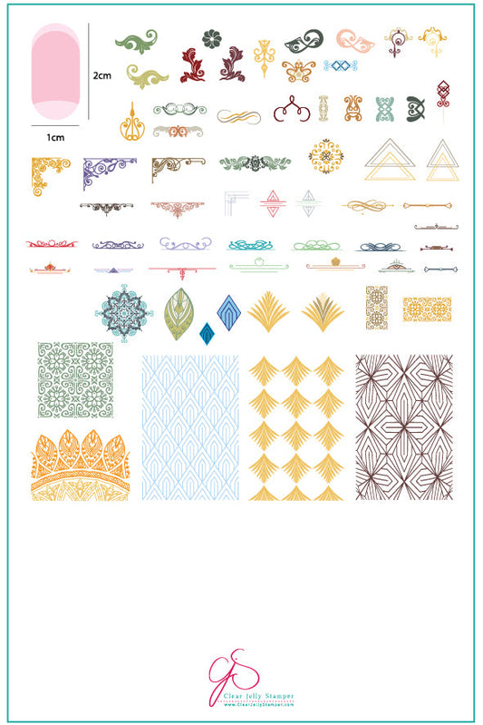 Delicate Deco (CjS-101) Steel Nail Art Stamping Plate 14 x 9 Clear Jelly Stamper