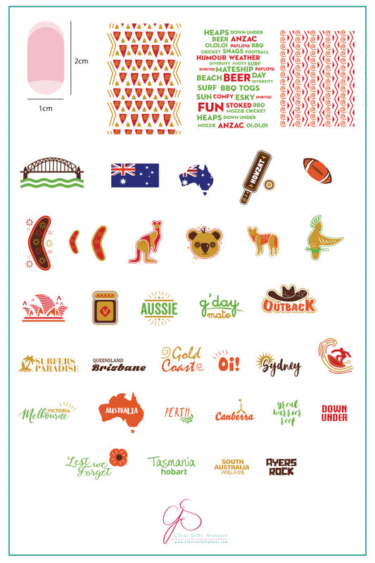 Land Down Under (CjS LC-28) Steel Stamping Plate 14 x 9 Clear Jelly Stamper